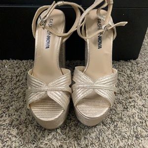 FashionNova gold platform heels